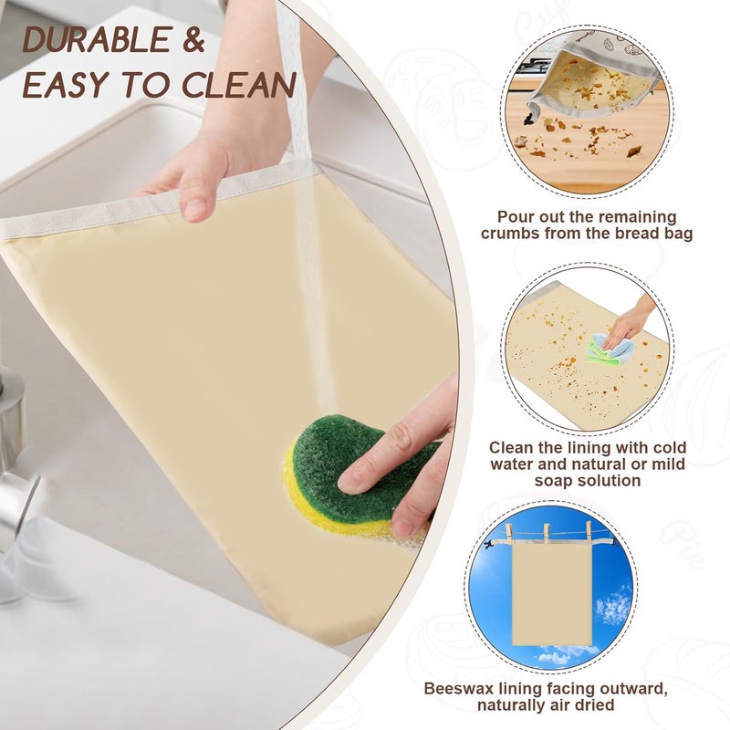fufeisi Beeswax Bread Bags for Sourdough, 2 Pack Reusable Bread Bag for Storage XL 17x13 Inch, Large Cotton Bags for Homemade Sourdough - Keep Fresh, Freezer Safe - Image 5